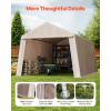 imageVEVOR Upgraded 10x20 FT Heavy Duty Carport Canopy with Rollup Windows AllSeason Portable Garage with Removable Sidewalls ampamp Doors 12 Stakes ampamp 12 Ropes Car Tent for Car Truck Boat EquipmentPE Carport with Sidewall  Beige
