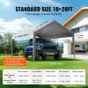 imageVEVOR Upgraded 10x20 FT Heavy Duty Carport Canopy with Rollup Windows AllSeason Portable Garage with Removable Sidewalls ampamp Doors 12 Stakes ampamp 12 Ropes Car Tent for Car Truck Boat EquipmentTop Cover  Gray