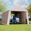 imageVEVOR Upgraded 10x20 FT Heavy Duty Carport Canopy with Rollup Windows AllSeason Portable Garage with Removable Sidewalls ampamp Doors 12 Stakes ampamp 12 Ropes Car Tent for Car Truck Boat EquipmentPE Carport with Sidewall  Beige