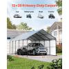 imageVEVOR Upgraded 10x20 FT Heavy Duty Carport Canopy with Rollup Windows AllSeason Portable Garage with Removable Sidewalls ampamp Doors 12 Stakes ampamp 12 Ropes Car Tent for Car Truck Boat EquipmentMetal Carport  White