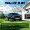 imageVEVOR Upgraded 10x20 FT Heavy Duty Carport Canopy with Rollup Windows AllSeason Portable Garage with Removable Sidewalls ampamp Doors 12 Stakes ampamp 12 Ropes Car Tent for Car Truck Boat EquipmentWhite