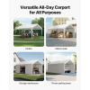 imageVEVOR Upgraded 10x20 FT Heavy Duty Carport Canopy with Rollup Windows AllSeason Portable Garage with Removable Sidewalls ampamp Doors 12 Stakes ampamp 12 Ropes Car Tent for Car Truck Boat EquipmentPE Carport with Sidewall  White