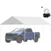 imageVEVOR Upgraded 10x20 FT Heavy Duty Carport Canopy with Rollup Windows AllSeason Portable Garage with Removable Sidewalls ampamp Doors 12 Stakes ampamp 12 Ropes Car Tent for Car Truck Boat EquipmentTop  White
