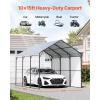 imageVEVOR Upgraded 10x20 FT Heavy Duty Carport Canopy with Rollup Windows AllSeason Portable Garage with Removable Sidewalls ampamp Doors 12 Stakes ampamp 12 Ropes Car Tent for Car Truck Boat EquipmentMetal Carport  White