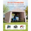 imageVEVOR Upgraded 10x20 FT Heavy Duty Carport Canopy with Rollup Windows AllSeason Portable Garage with Removable Sidewalls ampamp Doors 12 Stakes ampamp 12 Ropes Car Tent for Car Truck Boat EquipmentPE Carport with Sidewall  Beige