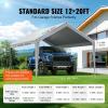 imageVEVOR Upgraded 10x20 FT Heavy Duty Carport Canopy with Rollup Windows AllSeason Portable Garage with Removable Sidewalls ampamp Doors 12 Stakes ampamp 12 Ropes Car Tent for Car Truck Boat EquipmentTop Cover  Gray
