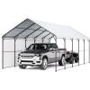 imageVEVOR Upgraded 10x20 FT Heavy Duty Carport Canopy with Rollup Windows AllSeason Portable Garage with Removable Sidewalls ampamp Doors 12 Stakes ampamp 12 Ropes Car Tent for Car Truck Boat EquipmentMetal Carport  White