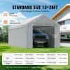imageVEVOR Upgraded 10x20 FT Heavy Duty Carport Canopy with Rollup Windows AllSeason Portable Garage with Removable Sidewalls ampamp Doors 12 Stakes ampamp 12 Ropes Car Tent for Car Truck Boat EquipmentTop Cover Sidewall  Gray