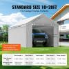 imageVEVOR Upgraded 10x20 FT Heavy Duty Carport Canopy with Rollup Windows AllSeason Portable Garage with Removable Sidewalls ampamp Doors 12 Stakes ampamp 12 Ropes Car Tent for Car Truck Boat EquipmentTop Cover Sidewall  Gray