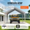 imageVEVOR Upgraded 10x20 FT Heavy Duty Carport Canopy with Rollup Windows AllSeason Portable Garage with Removable Sidewalls ampamp Doors 12 Stakes ampamp 12 Ropes Car Tent for Car Truck Boat EquipmentTop Cover  Gray