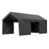 imageVEVOR Upgraded 10x20 FT Heavy Duty Carport Canopy with Rollup Windows AllSeason Portable Garage with Removable Sidewalls ampamp Doors 12 Stakes ampamp 12 Ropes Car Tent for Car Truck Boat EquipmentPE Carport with Sidewall  Gray