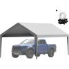 imageVEVOR Upgraded 10x20 FT Heavy Duty Carport Canopy with Rollup Windows AllSeason Portable Garage with Removable Sidewalls ampamp Doors 12 Stakes ampamp 12 Ropes Car Tent for Car Truck Boat EquipmentTop Cover  Gray