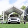 imageVEVOR Upgraded 10x20 FT Heavy Duty Carport Canopy with Rollup Windows AllSeason Portable Garage with Removable Sidewalls ampamp Doors 12 Stakes ampamp 12 Ropes Car Tent for Car Truck Boat EquipmentCarport  White