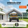 imageVEVOR Upgraded 10x20 FT Heavy Duty Carport Canopy with Rollup Windows AllSeason Portable Garage with Removable Sidewalls ampamp Doors 12 Stakes ampamp 12 Ropes Car Tent for Car Truck Boat EquipmentTop Cover  Gray