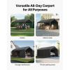 imageVEVOR Upgraded 10x20 FT Heavy Duty Carport Canopy with Rollup Windows AllSeason Portable Garage with Removable Sidewalls ampamp Doors 12 Stakes ampamp 12 Ropes Car Tent for Car Truck Boat EquipmentPE Carport with Sidewall  Gray