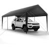 imageVEVOR Upgraded 10x20 FT Heavy Duty Carport Canopy with Rollup Windows AllSeason Portable Garage with Removable Sidewalls ampamp Doors 12 Stakes ampamp 12 Ropes Car Tent for Car Truck Boat EquipmentPE Carport  Gray