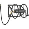 imageVEVOR Wall Mounted Garden Hose Reel Holds 200 ft 58inch Manual Water Hose Winder HeavyDuty Steel Outdoor Reel with Brass Fitting ampamp 5ft Leader Hose Space Saving for Yard Lawn GarageBlack