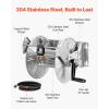 imageVEVOR Wall Mounted Garden Hose Reel Holds 200 ft 58inch Manual Water Hose Winder HeavyDuty Steel Outdoor Reel with Brass Fitting ampamp 5ft Leader Hose Space Saving for Yard Lawn GarageSilver