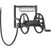imageVEVOR Wall Mounted Garden Hose Reel Holds 200 ft 58inch Manual Water Hose Winder HeavyDuty Steel Outdoor Reel with Brass Fitting ampamp 5ft Leader Hose Space Saving for Yard Lawn GarageBlack