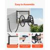imageVEVOR Wall Mounted Garden Hose Reel Holds 200 ft 58inch Manual Water Hose Winder HeavyDuty Steel Outdoor Reel with Brass Fitting ampamp 5ft Leader Hose Space Saving for Yard Lawn GarageBlack