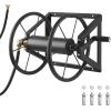 imageVEVOR Wall Mounted Garden Hose Reel Holds 200 ft 58inch Manual Water Hose Winder HeavyDuty Steel Outdoor Reel with Brass Fitting ampamp 5ft Leader Hose Space Saving for Yard Lawn GarageBlack