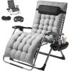 imageVEVOR Zero Gravity Chair 26 inch Zero Gravity Recliner Lounge Chair for Indoor and Outdoor Adjustable Anti Gravity Chair with Cushion Headrest Footrest and Cupholder 500 lbs BlackGrey