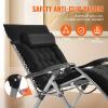 imageVEVOR Zero Gravity Chair 26 inch Zero Gravity Recliner Lounge Chair for Indoor and Outdoor Adjustable Anti Gravity Chair with Cushion Headrest Footrest and Cupholder 500 lbs BlackBlack