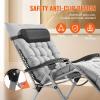 imageVEVOR Zero Gravity Chair 26 inch Zero Gravity Recliner Lounge Chair for Indoor and Outdoor Adjustable Anti Gravity Chair with Cushion Headrest Footrest and Cupholder 500 lbs BlackGrey