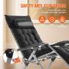 imageVEVOR Zero Gravity Chair 26 inch Zero Gravity Recliner Lounge Chair for Indoor and Outdoor Adjustable Anti Gravity Chair with Cushion Headrest Footrest and Cupholder 500 lbs BlackBlack