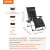 imageVEVOR Zero Gravity Chair 26 inch Zero Gravity Recliner Lounge Chair for Indoor and Outdoor Adjustable Anti Gravity Chair with Cushion Headrest Footrest and Cupholder 500 lbs BlackBlack