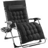 imageVEVOR Zero Gravity Chair 26 inch Zero Gravity Recliner Lounge Chair for Indoor and Outdoor Adjustable Anti Gravity Chair with Cushion Headrest Footrest and Cupholder 500 lbs BlackBlack