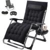 imageVEVOR Zero Gravity Chair 26 inch Zero Gravity Recliner Lounge Chair for Indoor and Outdoor Adjustable Anti Gravity Chair with Cushion Headrest Footrest and Cupholder 500 lbs BlackBlack