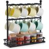 imageVEVOR 2 Tier Coffee Bar Organizer for Countertop Multifunctional Mug Holder and Coffee Station 12 Movable Hooks and 2 Shelves for Coffee Accessories Storage and Display Home Office Matte Black16 HooksSteel Mug