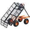 imageVEVOR 400lbs Steel Garden Dump Cart Heavy Duty Garden Wagon Yard Dump Wagon with Removable Sides Convert to Flatbed Utility Liner 10in All Terrain WheelsSteel400lbs