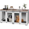 imageVEVOR 72quotDog Crate Furniture for 2 DogsDouble Dog Crate Furniture with Double Sliding DoorsLarge Dog Crate TV Stand with Removable TraySteel Frame Double Dog Crate for SmallMediumLarge Dogs White71