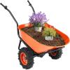 imageVEVOR Electric Wheelbarrow Cart 500W Powered Utility Garden Wagon Dump Cart 45 Cu Ft Load ampamp 573 lbs Capacity with Metal Handle ampamp 16quot Track Wheels Two Wheel Barrow Yard Cart ampamp Wagons for LawnElectric 45 Cu Ft Load  573 lbs