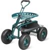 imageVEVOR Garden Scooter with Seat 2 in 1 Rolling Garden Cart with Storage Bin Supports up to 227 lbs Outdoor Wagon with Handle Lightweight Storage Gardening Stool for Yard Weeding PlantingGreen