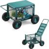 imageVEVOR Garden Scooter with Seat 2 in 1 Rolling Garden Cart with Storage Bin Supports up to 227 lbs Outdoor Wagon with Handle Lightweight Storage Gardening Stool for Yard Weeding PlantingGreen  Black
