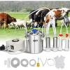 imageVEVOR Goat Milking Machine 12 L 304 Stainless Steel Bucket Electric Automatic Pulsation Vacuum Milker Portable Milker with FoodGrade Silicone Cups and Tubes Adjustable Suction for Cows and Sheep6 L