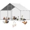 imageVEVOR Large Metal Chicken Coop with Run Walkin Chicken Coop for Yard with Waterproof Cover 65 x 98 x 65 ft Spire Roof Large Poultry Cage for Hen House Duck Coop and Rabbit RunSpire Roof