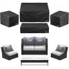 imageVEVOR Patio Furniture Cover 4Piece Set 420D Heavy Duty Waterproof Outdoor Dining Table and Chairs Cover Set Lawn Patio Furniture Covers for Outdoor Sofa Couch Chairs Coffee Table Black