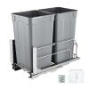 imageVEVOR PullOut Trash Can 27 QT x2 Double Under Mount Kitchen Waste Container Heavy Duty Garbage Recycling Bin with Door Kit and Soft Close Slide for Kitchen Cabinet Sink Under Counter Grey54QT
