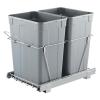 imageVEVOR PullOut Trash Can 27 QT x2 Double Under Mount Kitchen Waste Container Heavy Duty Garbage Recycling Bin with Door Kit and Soft Close Slide for Kitchen Cabinet Sink Under Counter Grey70QT35QTx2