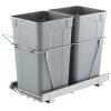 imageVEVOR PullOut Trash Can 27 QT x2 Double Under Mount Kitchen Waste Container Heavy Duty Garbage Recycling Bin with Door Kit and Soft Close Slide for Kitchen Cabinet Sink Under Counter Grey54QT27QTx2