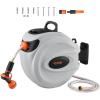 imageVEVOR Retractable Hose Reel 65 ft x 58 inch 180 Swivel Bracket WallMounted Garden Water Hose Reel with 9Pattern Nozzle Automatic Rewind Lock at Any Length and Slow Return System65 ft
