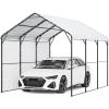 imageVEVOR Upgraded 10x20 FT Heavy Duty Carport Canopy with Rollup Windows AllSeason Portable Garage with Removable Sidewalls ampamp Doors 12 Stakes ampamp 12 Ropes Car Tent for Car Truck Boat EquipmentMetal Carport  White