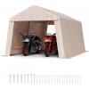 imageVEVOR Upgraded 10x20 FT Heavy Duty Carport Canopy with Rollup Windows AllSeason Portable Garage with Removable Sidewalls ampamp Doors 12 Stakes ampamp 12 Ropes Car Tent for Car Truck Boat EquipmentPE Carport with Sidewall  Beige