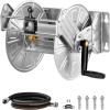 imageVEVOR Wall Mounted Garden Hose Reel Holds 200 ft 58inch Manual Water Hose Winder HeavyDuty Steel Outdoor Reel with Brass Fitting ampamp 5ft Leader Hose Space Saving for Yard Lawn GarageSilver