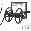 imageVEVOR Wall Mounted Garden Hose Reel Holds 200 ft 58inch Manual Water Hose Winder HeavyDuty Steel Outdoor Reel with Brass Fitting ampamp 5ft Leader Hose Space Saving for Yard Lawn GarageBlack