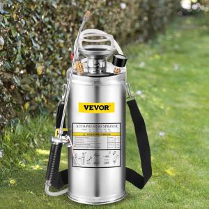 imageHappybuy 1 Gallon Stainless Steel Pump Sprayer 12quot Wand ampamp 3FT Reinforced Hose Pressure Gauge Safety Valve ampamp Adjustable Nozzle Garden Weed Sprayer for Lawn Gardening Sanitizing2 Gallon